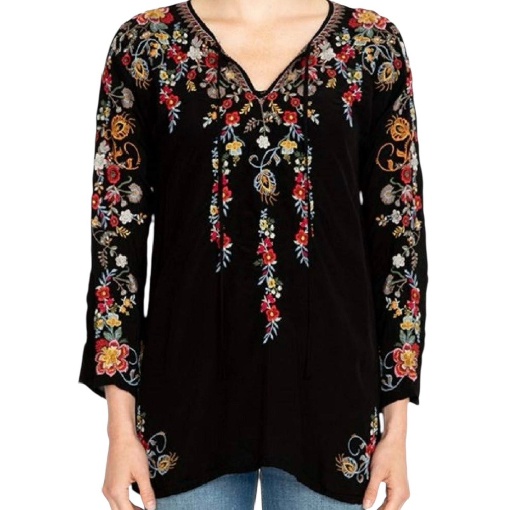 Johnny Was Autumn Bloom C21818-9 Floral Bohemian Embroidered‎ Tunic Size M #258